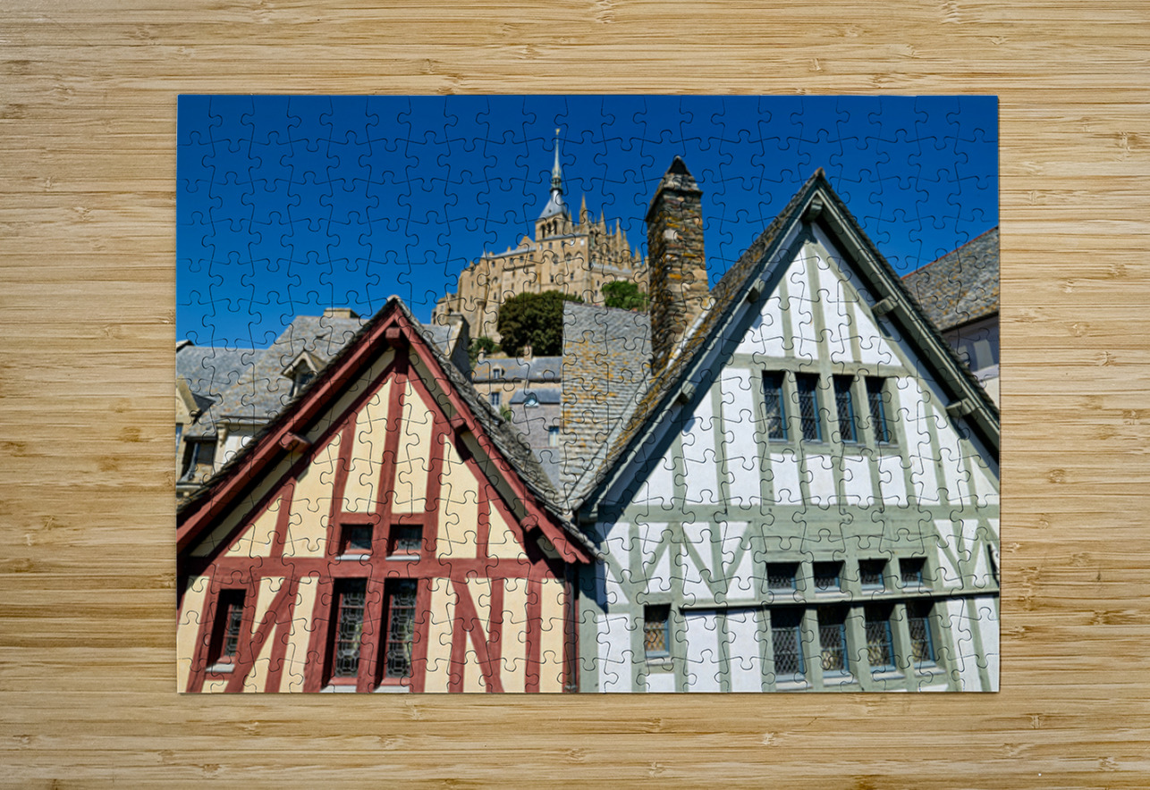 Visit Mont Saint Michel in Normandy France under clear blue sky Marco Brivio Puzzle printing