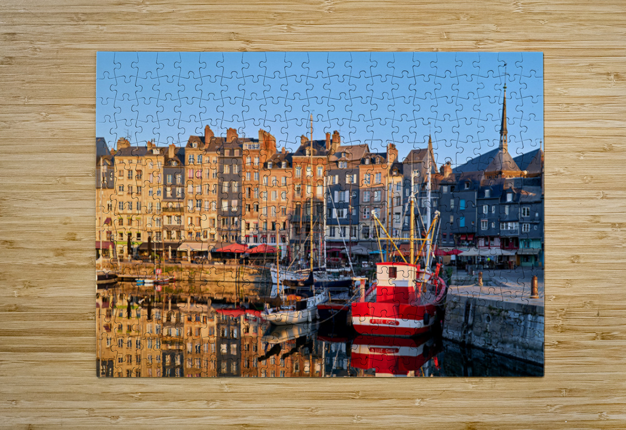 Sunrise at Honfleur harbour in Normandy France with reflections Marco Brivio Puzzle printing