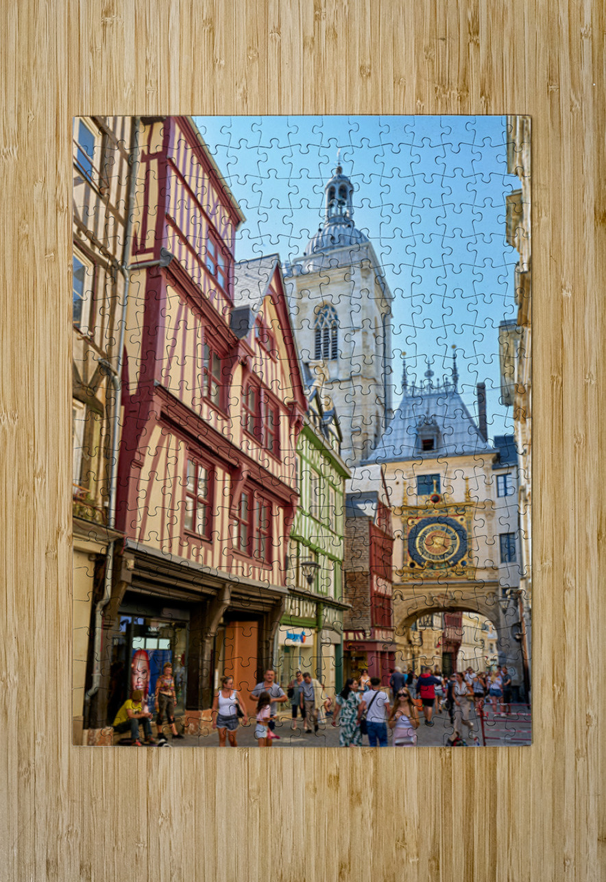 Walking in Rouen near Le Gros Horloge clock in Normandy France Marco Brivio Puzzle printing