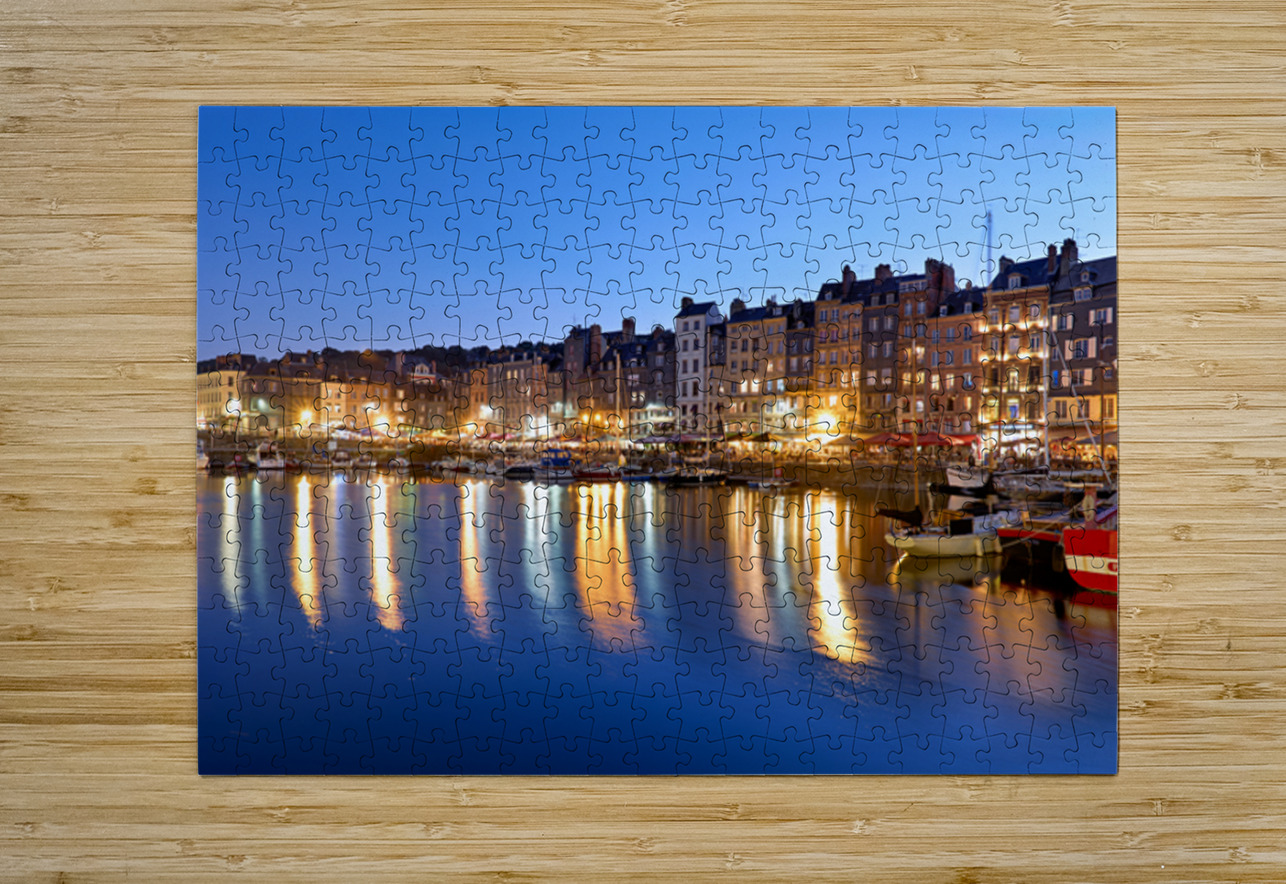 Harbour view of Honfleur at dusk with boats and buildings Marco Brivio Puzzle printing