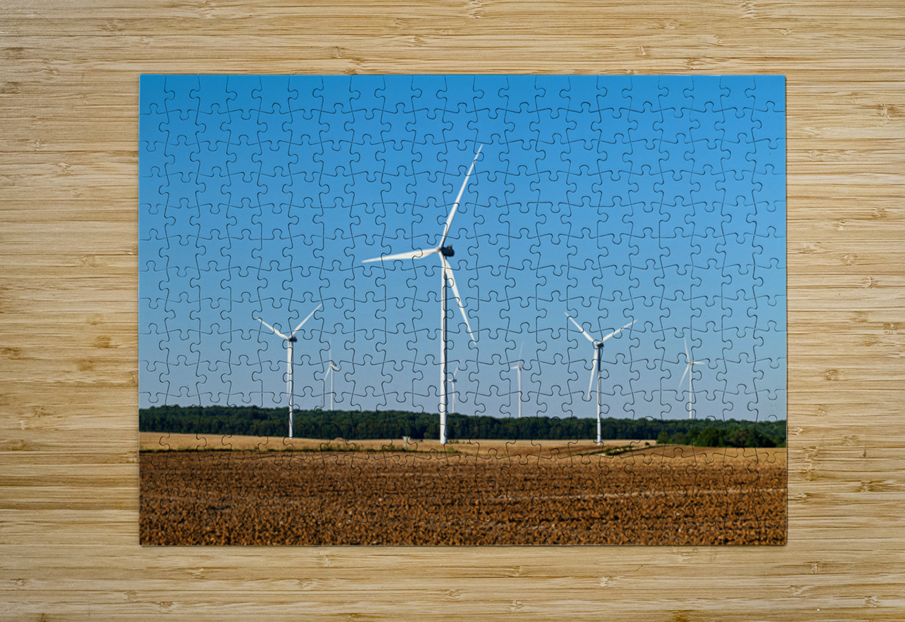 Wind power plant is located in Bourgogne France during clear da Marco Brivio Puzzle printing
