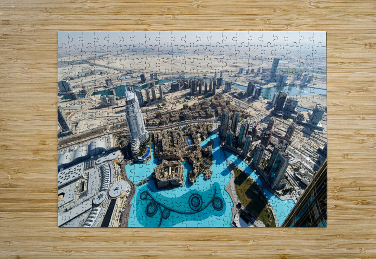 Skyline view of Dubai with skyscrapers and artificial lake Marco Brivio Puzzle printing