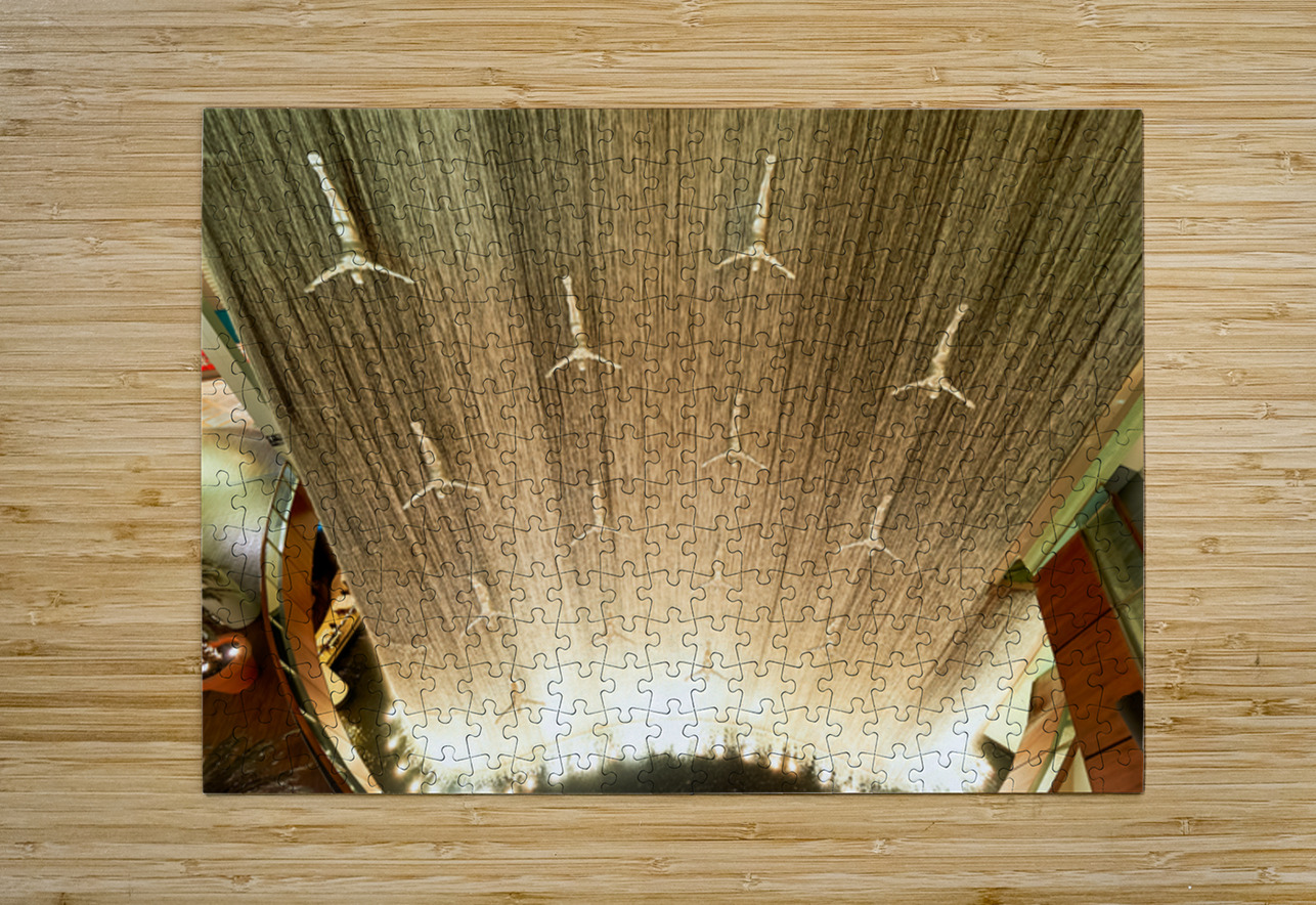 Dubai Mall waterfall features diving sculptures in UAE Marco Brivio Puzzle printing