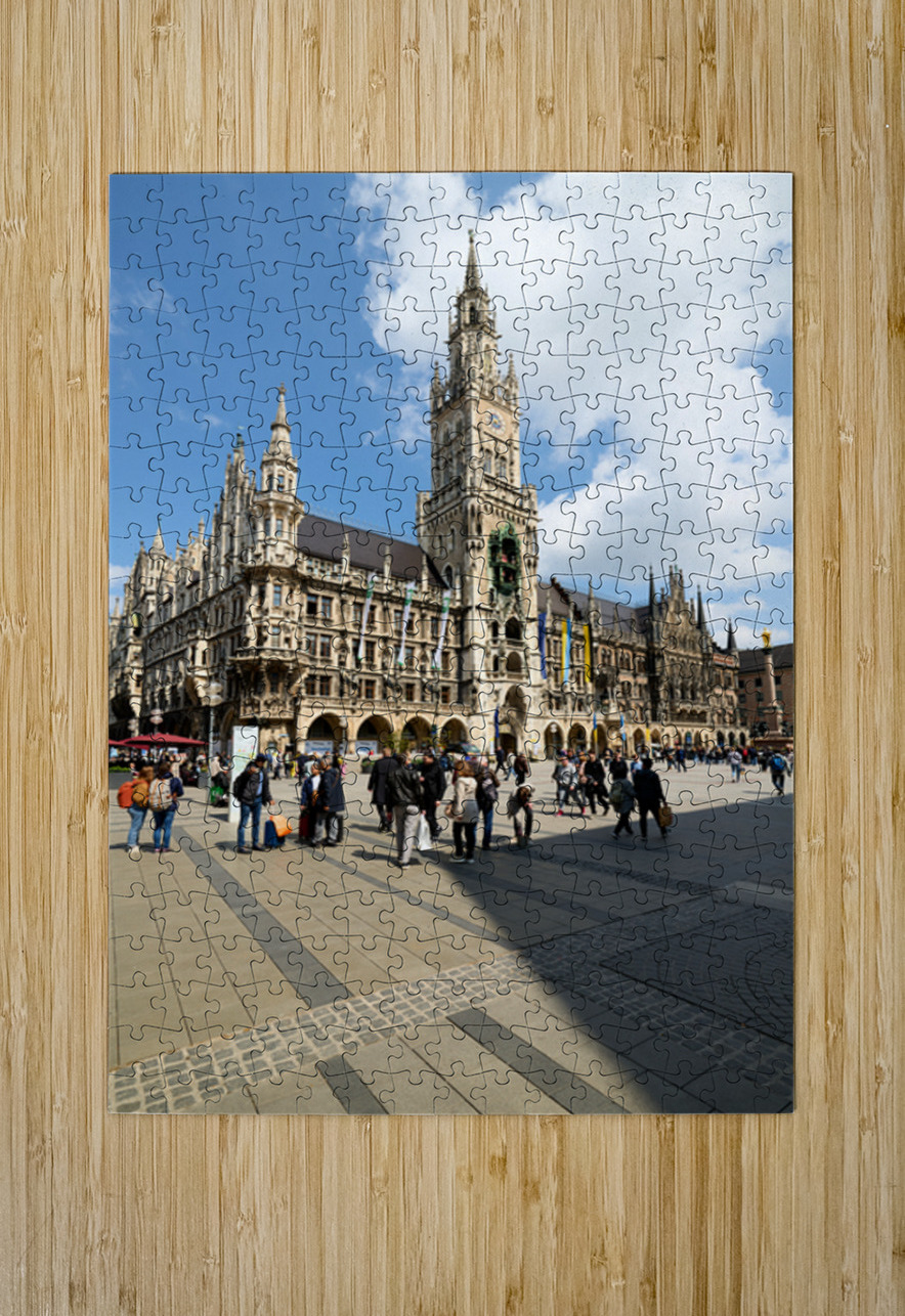 Visitors exploring Marienplatz near Munich Town Hall in Bavaria Marco Brivio Puzzle printing