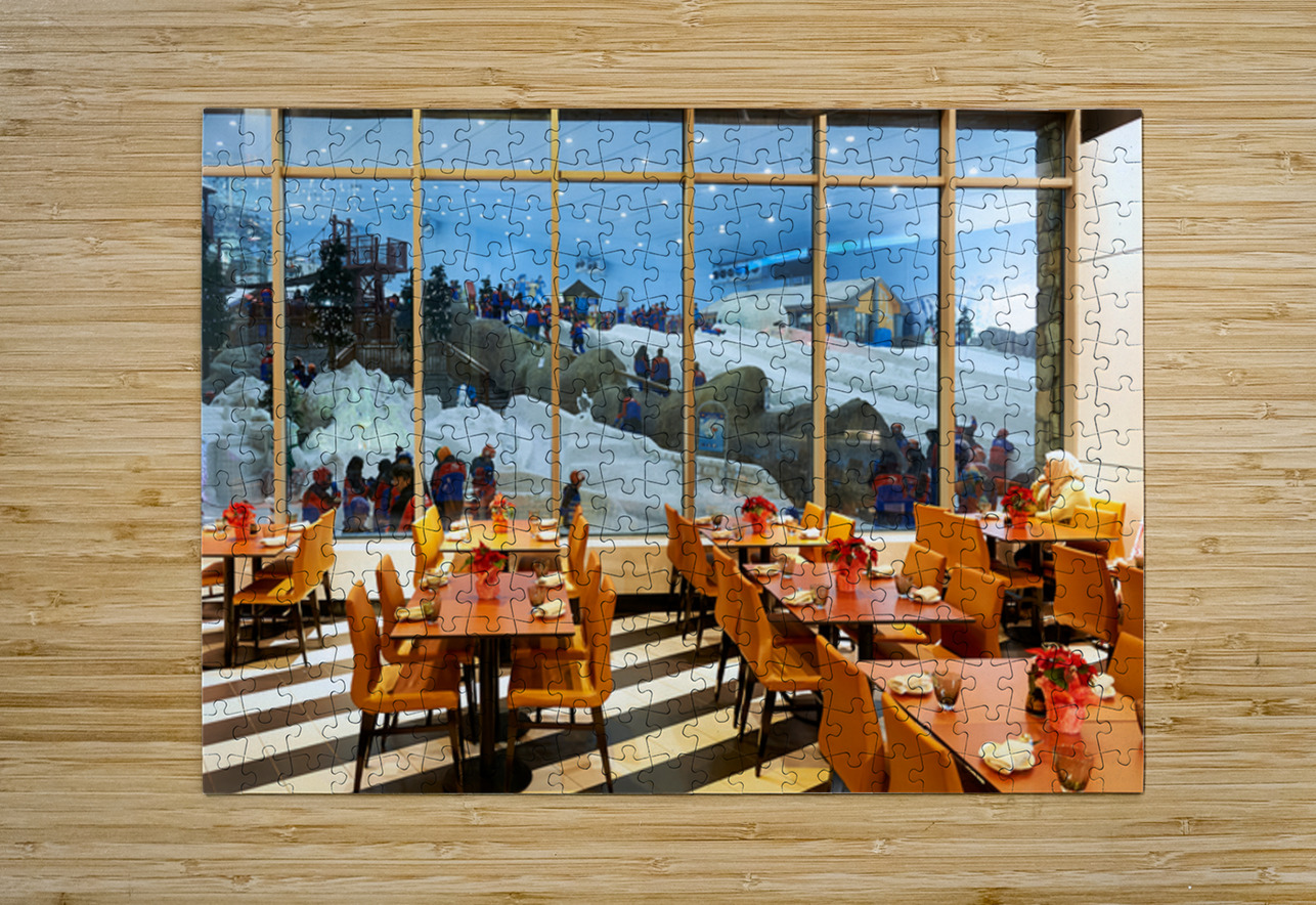Restaurant offers view of snow activities at indoor park in Duba Marco Brivio Puzzle printing