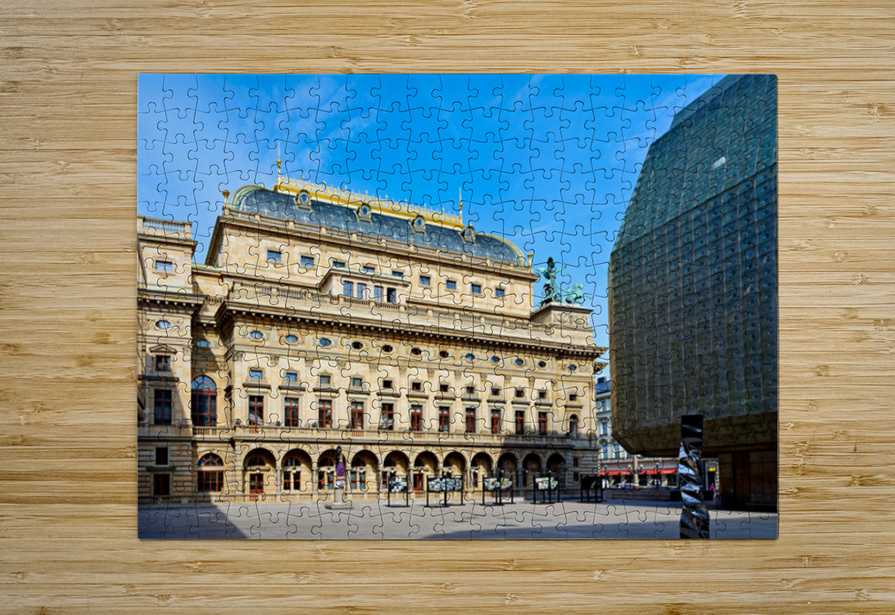 Pragues National Theatre and modern architecture contrast under Marco Brivio Puzzle printing
