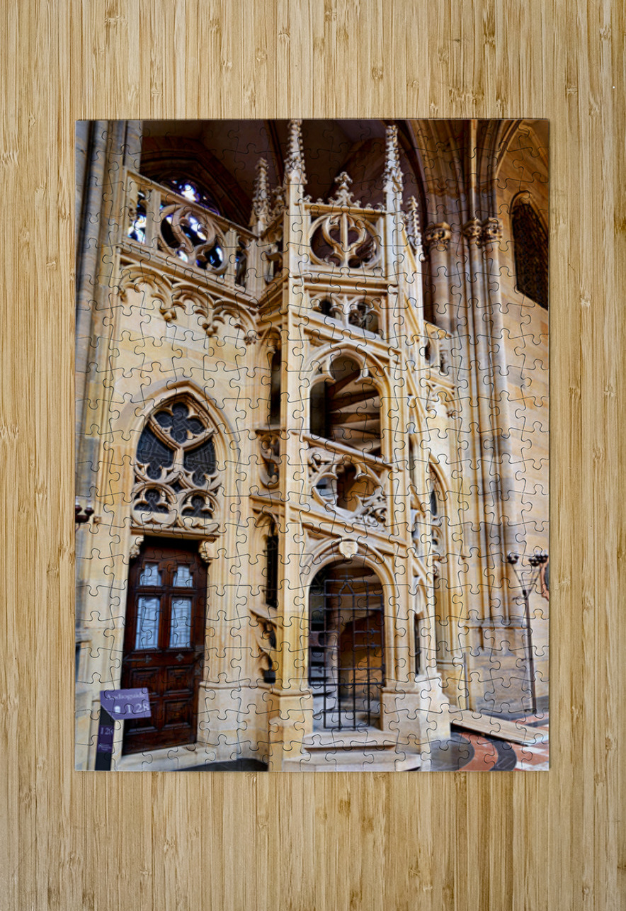 Ornate Gothic spiral staircase and architecture. Marco Brivio Puzzle printing