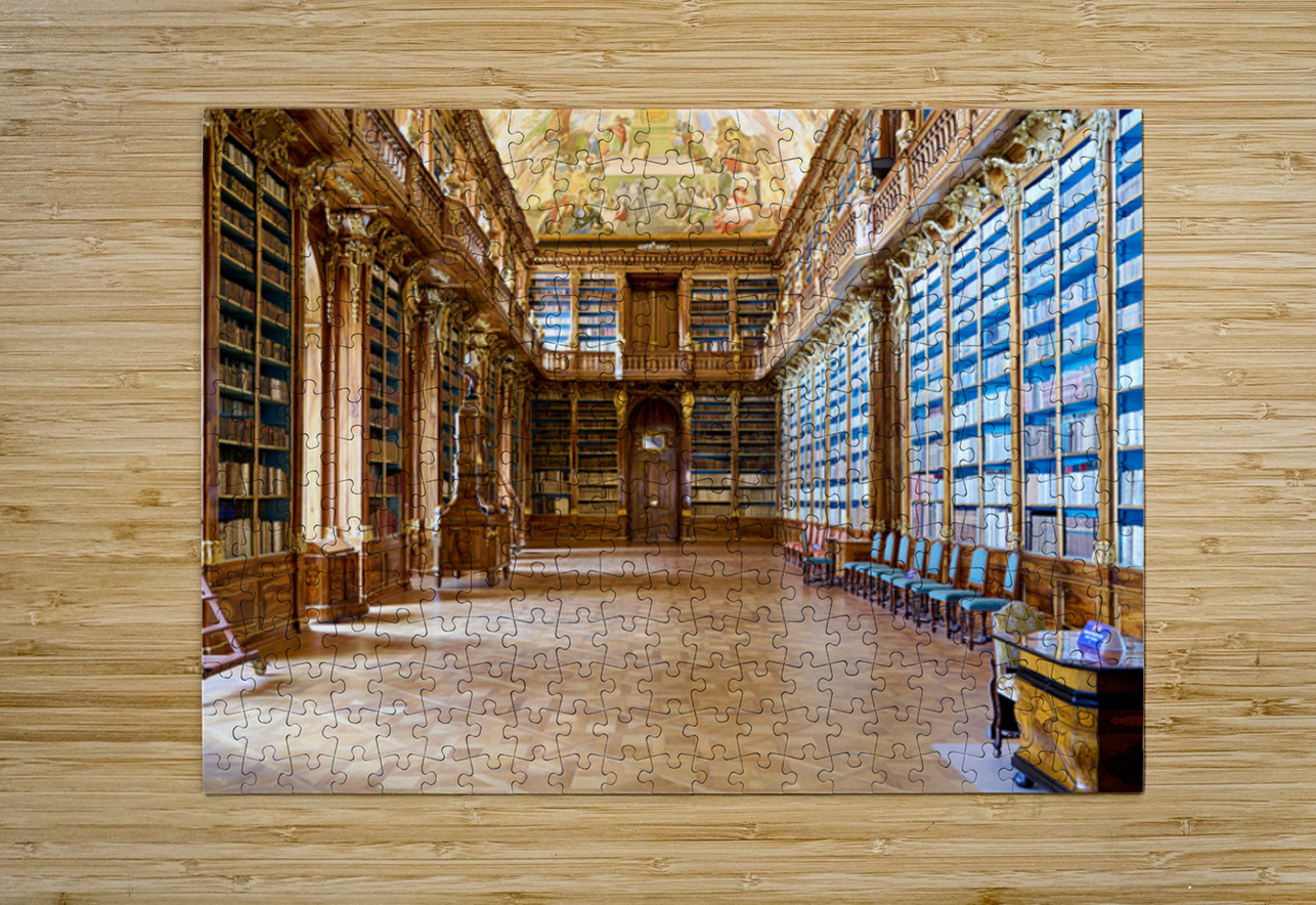 Magnificent baroque library filled with books and ceiling fresco Marco Brivio Puzzle printing