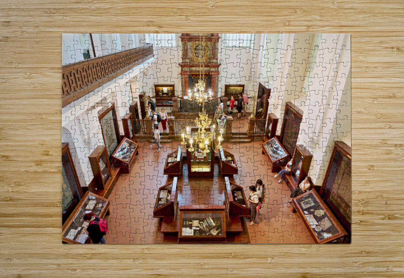 People explore a grand museum or synagogue with historical exhib Marco Brivio Puzzle printing