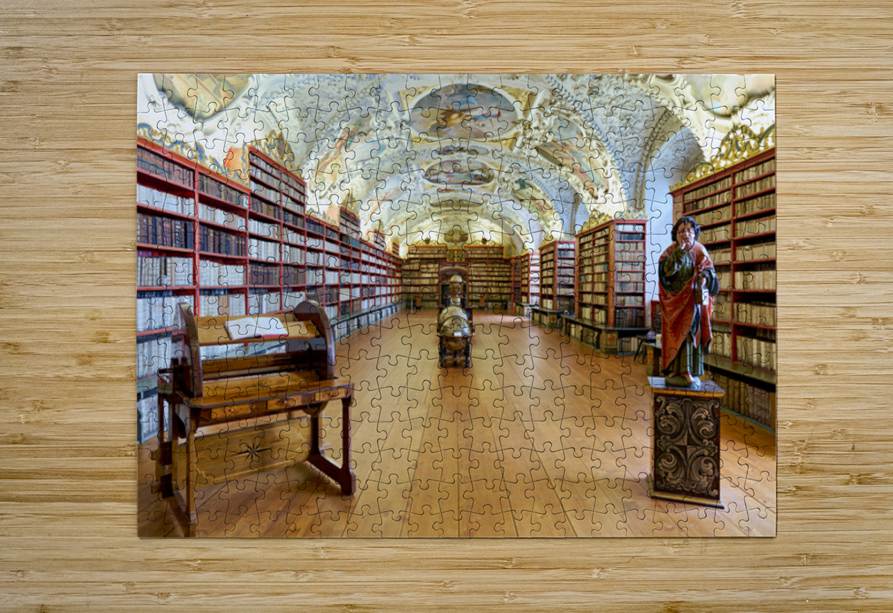 Vast ornate library with countless books painted ceiling and  Marco Brivio Puzzle printing