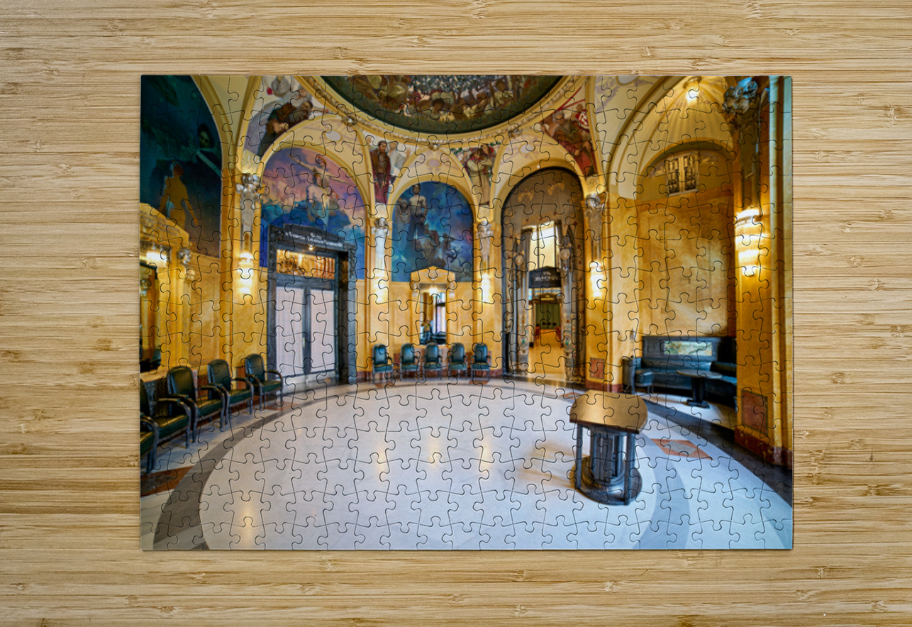 Ornate historic hall with murals arches and elegant seating. Marco Brivio Puzzle printing