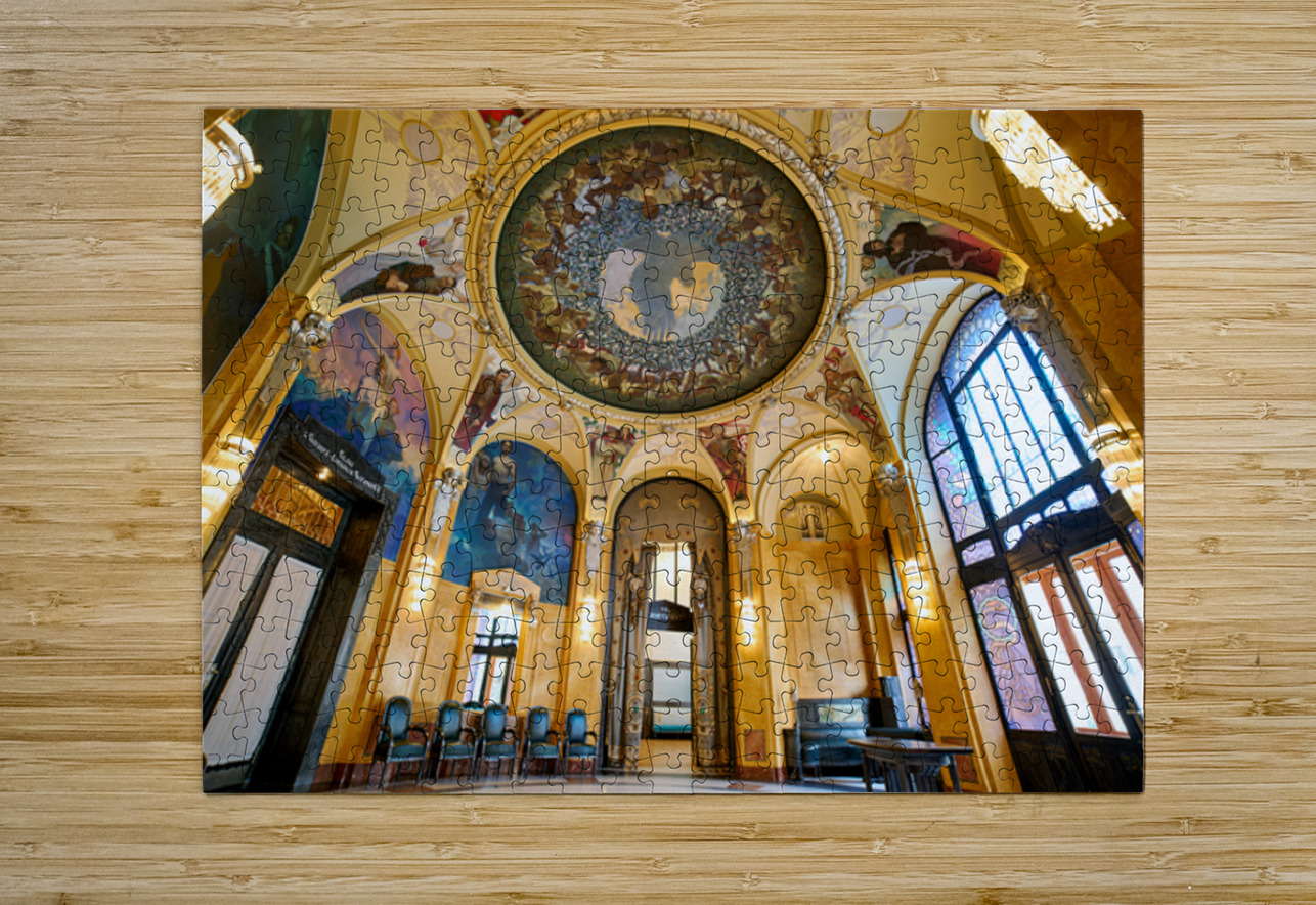 Grand hall with elaborate murals dome and stained glass. Marco Brivio Puzzle printing