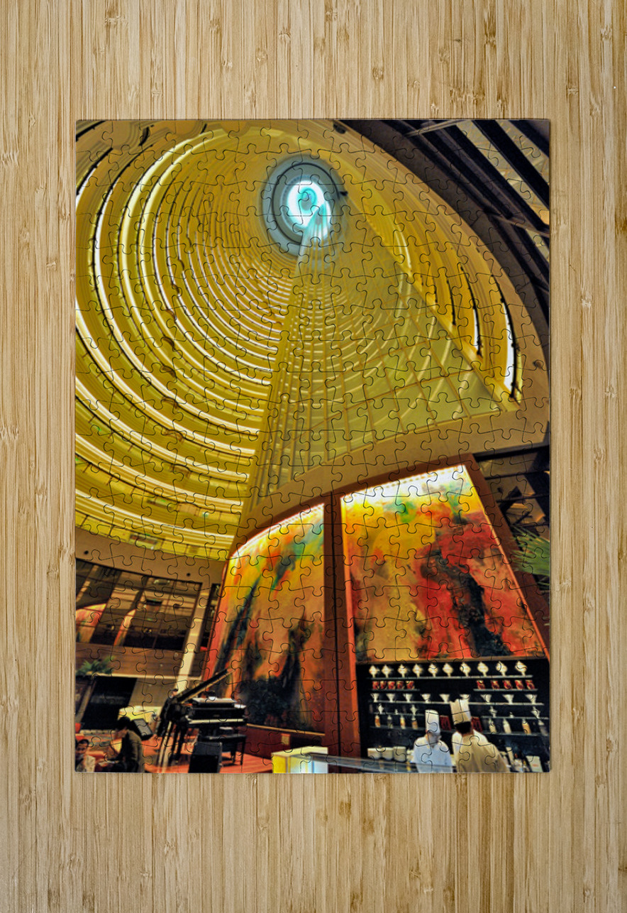 Grand hotel atrium with spiral design and sushi bar in Shanghai Marco Brivio Puzzle printing
