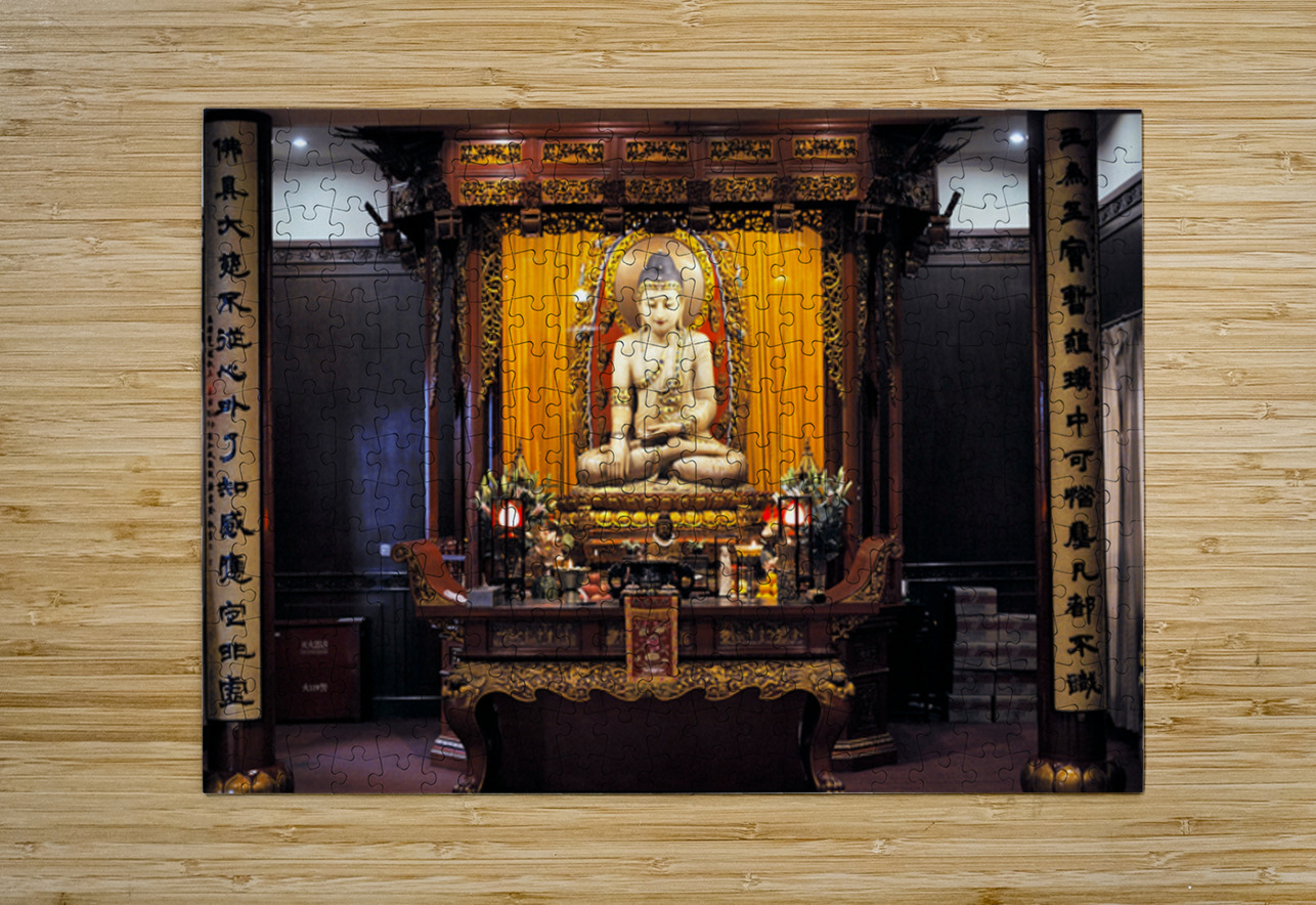 Buddha statue in ornate temple in Shanghai China Marco Brivio Puzzle printing