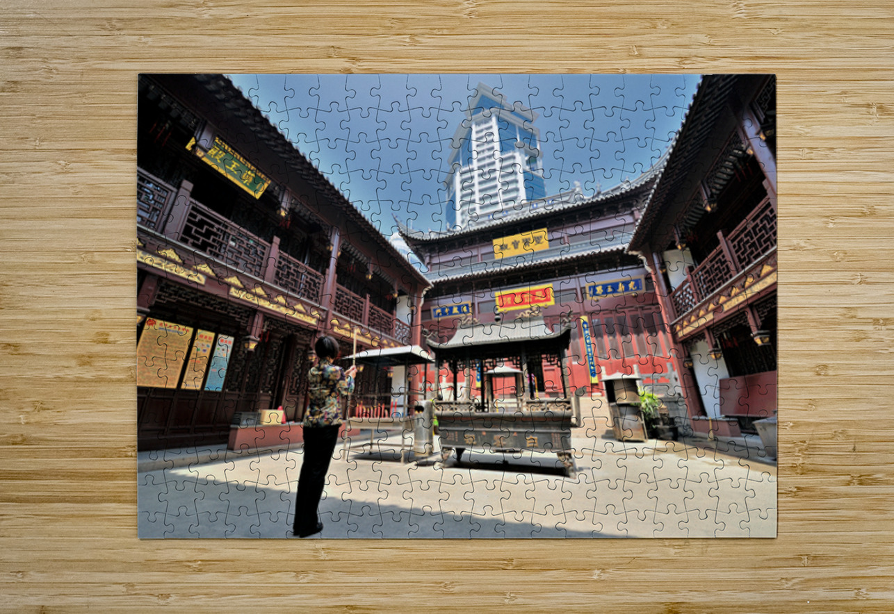 Incense offered at a Chinese temple courtyard in Shanghai Marco Brivio Puzzle printing