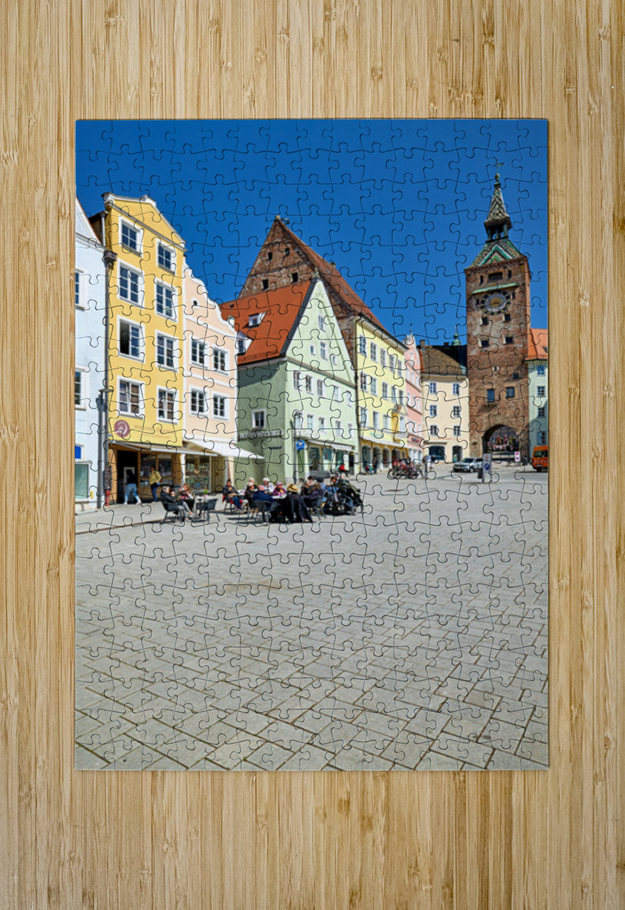 People enjoy meals in Hauptplatz square in Landsberg am Lech Ger Marco Brivio Puzzle printing