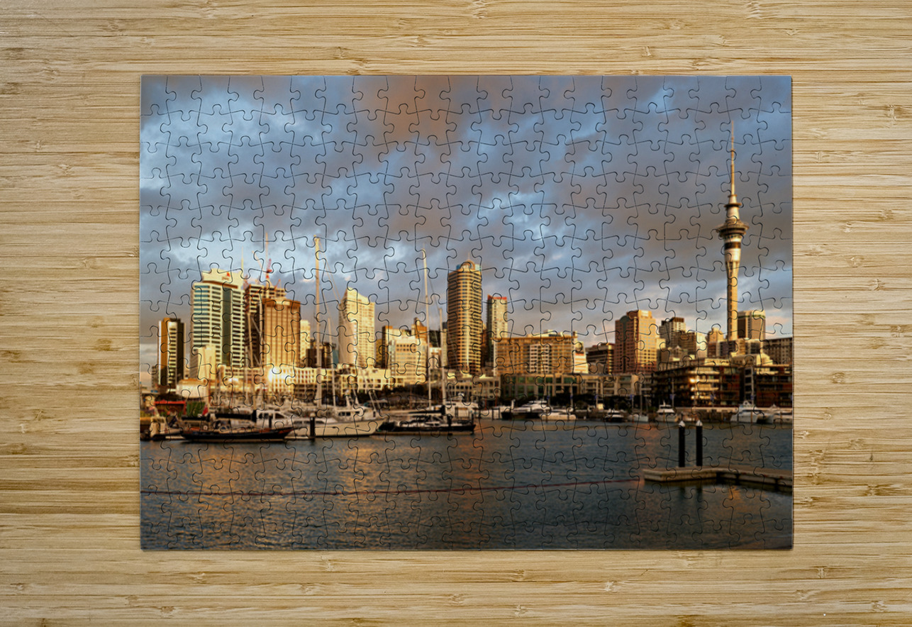 Auckland skyline at sunset from Viaduct Harbour Marco Brivio Puzzle printing