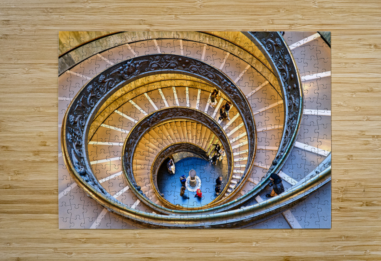 Visitors walk down Bramante staircase in Vatican Museums in Rome Marco Brivio Puzzle printing