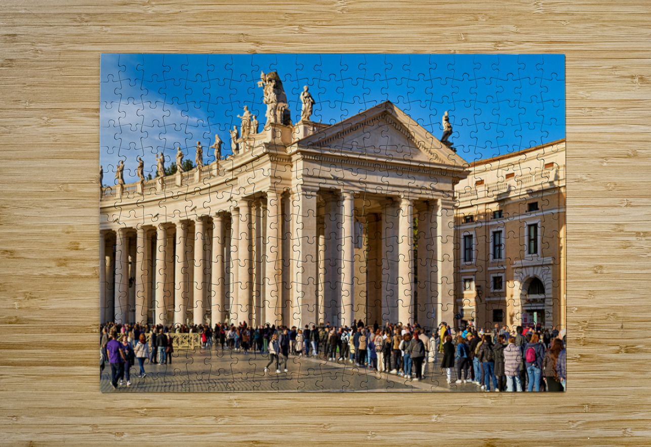 Tourists waiting in line to enter Saint Peters Basilica in Rome Marco Brivio Puzzle printing