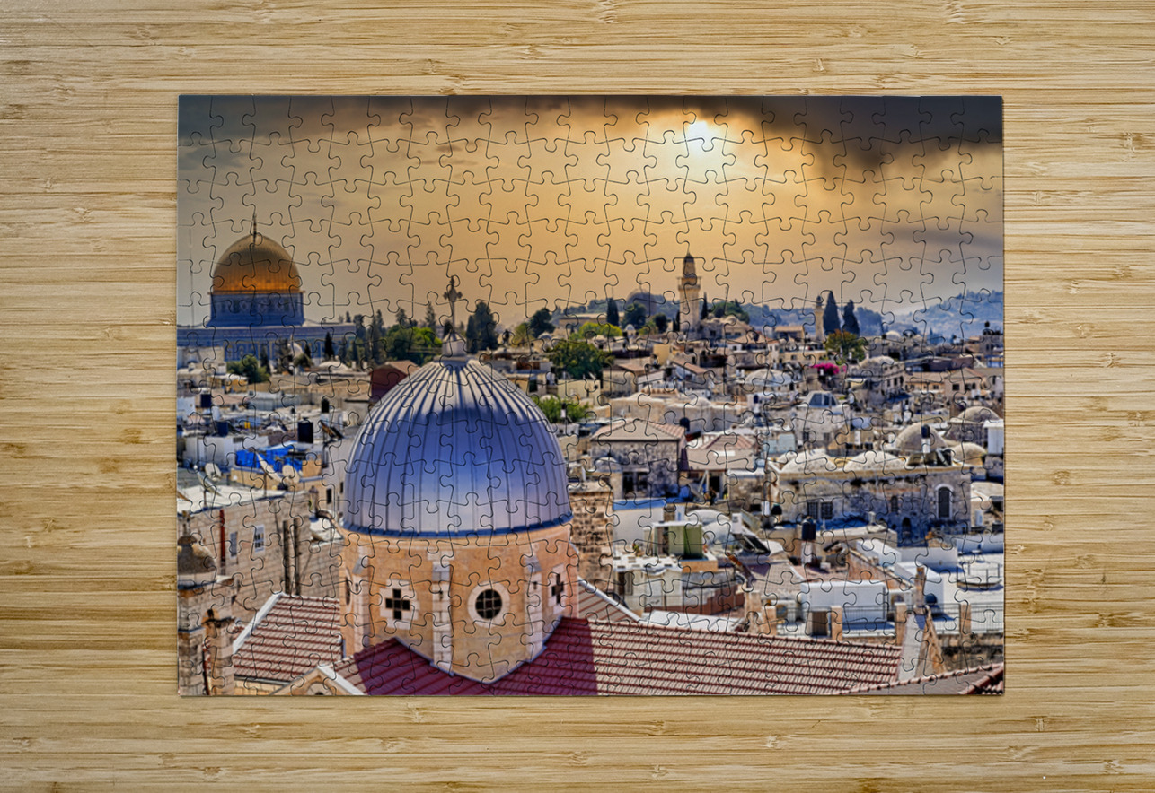 Dramatic sunset over the old city of Jerusalem in Israel Marco Brivio Puzzle printing