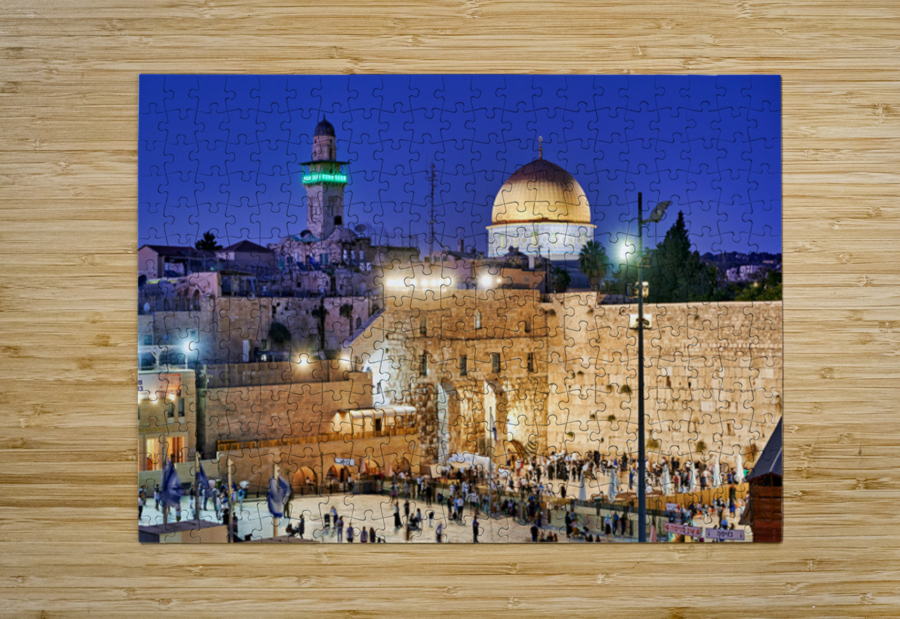Sunset view of Dome of the Rock and Wailing Wall in Jerusalem Marco Brivio Puzzle printing