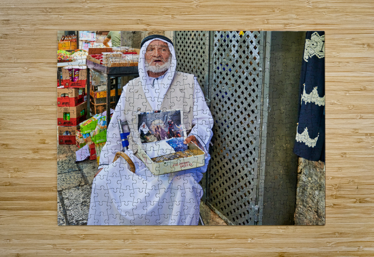 Beggar in the old city of Jerusalem seeks help from passersby Marco Brivio Puzzle printing