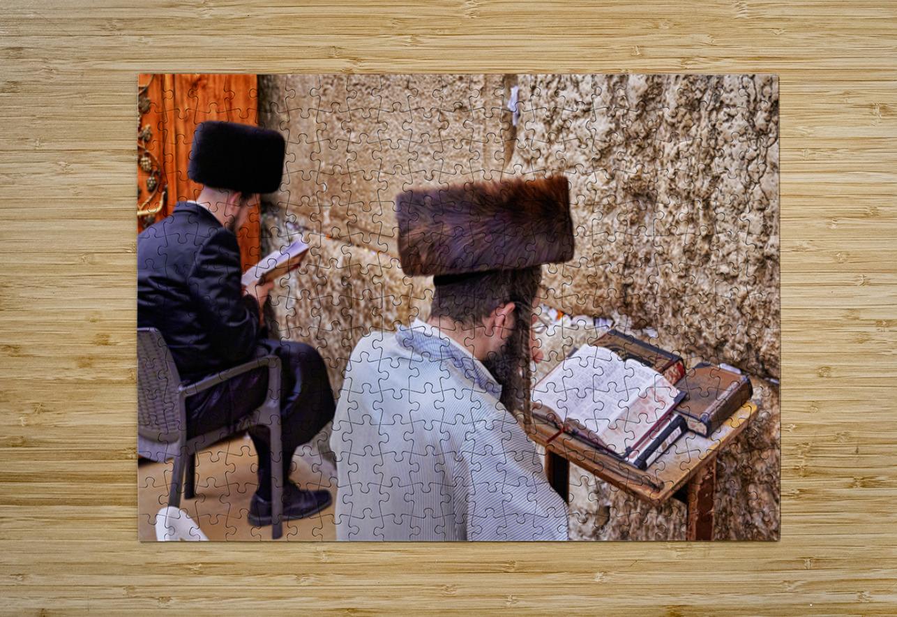 Prayer at the wailing wall in jerusalem by orthodox jews Marco Brivio Puzzle printing