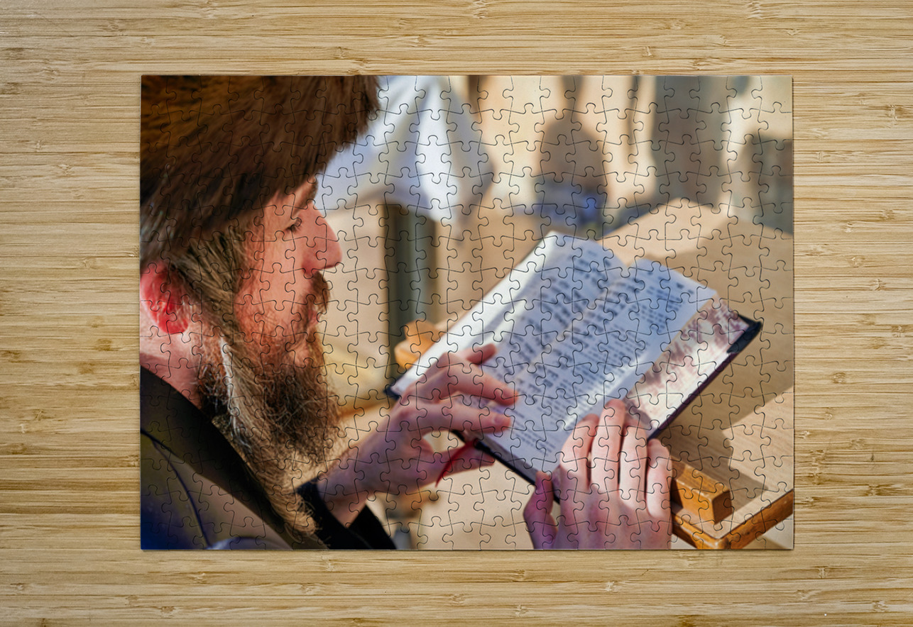 Prayer at the wailing wall in jerusalem by orthodox jews Marco Brivio Puzzle printing