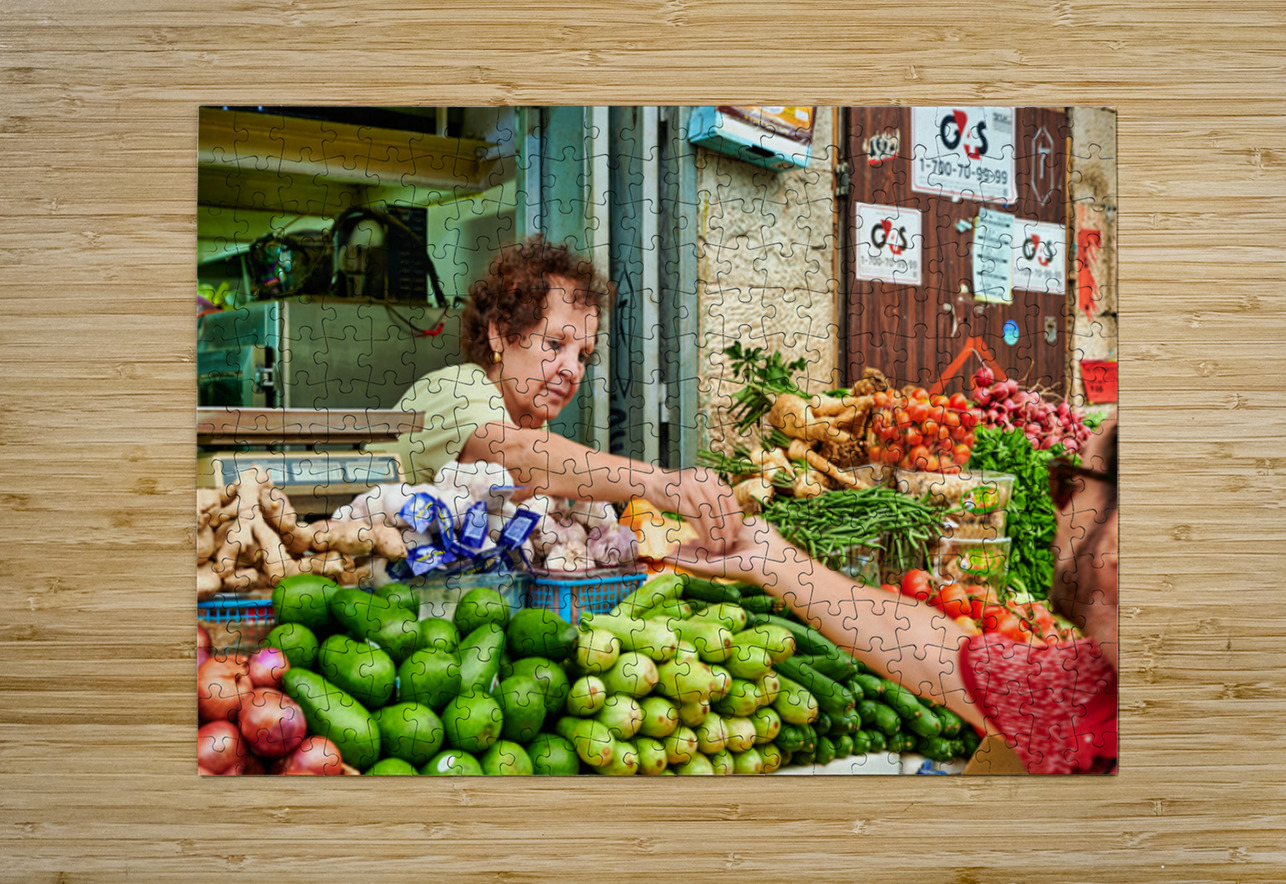 Local vendor sells fresh produce in Mahane Yehuda Market Marco Brivio Puzzle printing