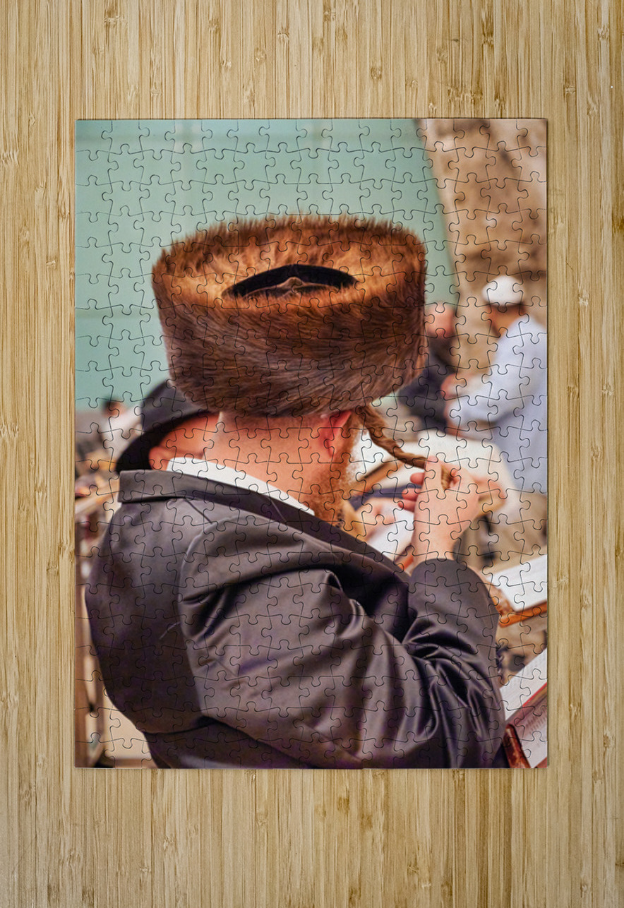Orthodox Jews pray and read at the Wailing Wall in Jerusalem Marco Brivio Puzzle printing
