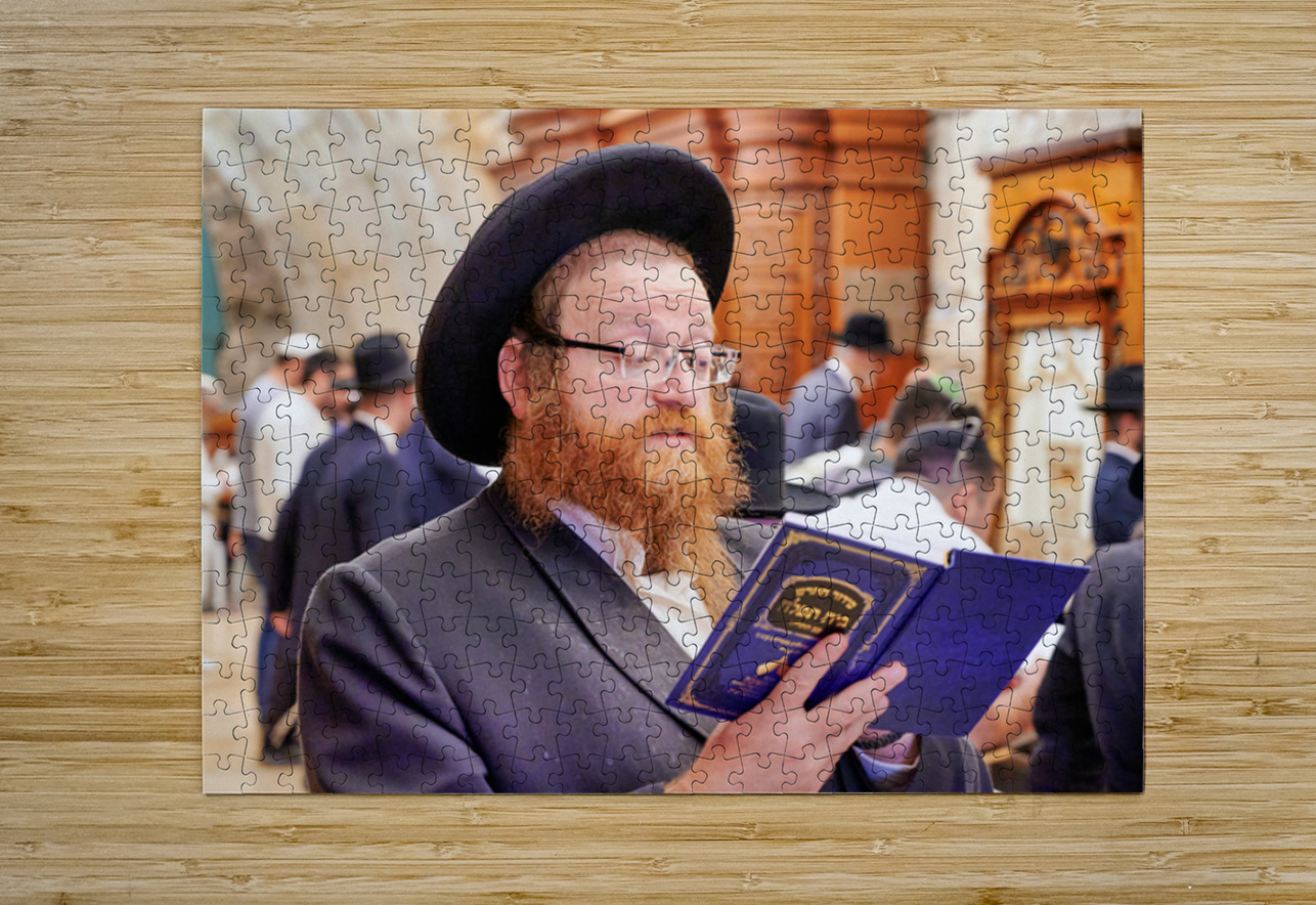 Orthodox Jews engaged in prayer at the Wailing Wall in Jerusalem Marco Brivio Puzzle printing