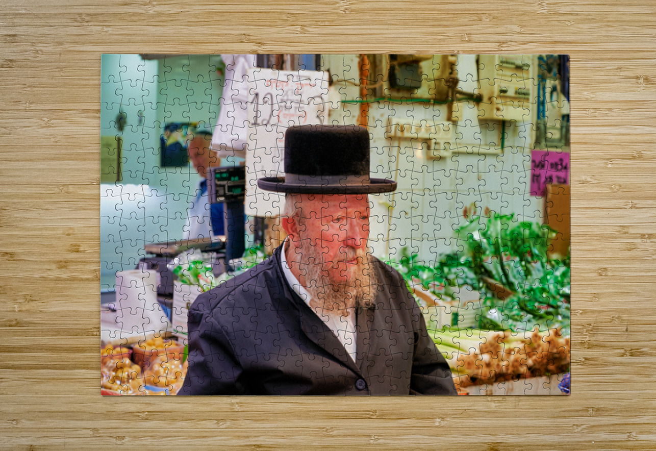 Elderly man in Mahane Yehuda Market in Jerusalem during a busy d Marco Brivio Puzzle printing