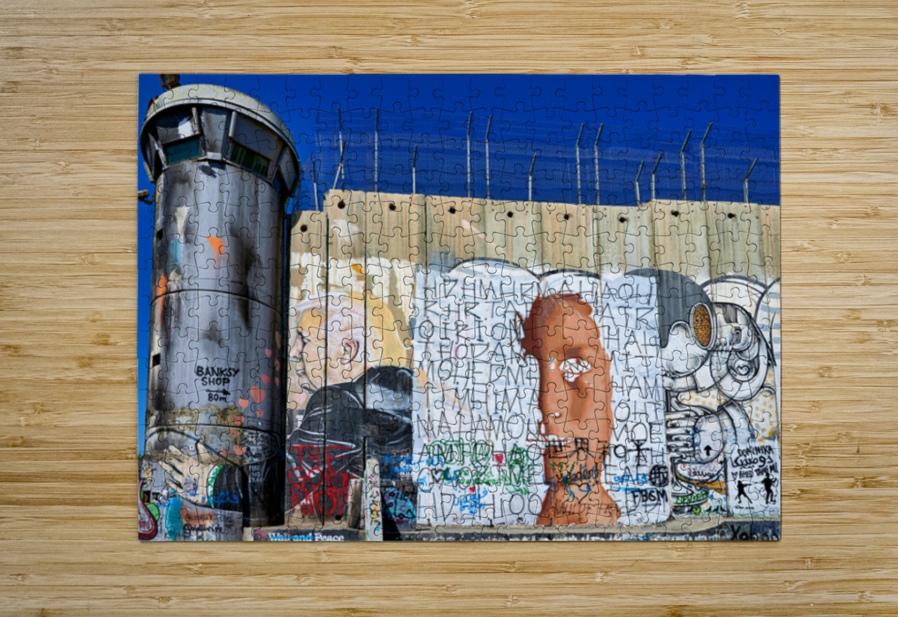 Wall and artwork near a guard tower in Bethlehem Jerusalem Marco Brivio Puzzle printing