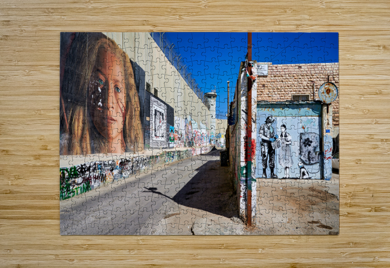 West Bank separation wall in Bethlehem shows murals and artwork Marco Brivio Puzzle printing