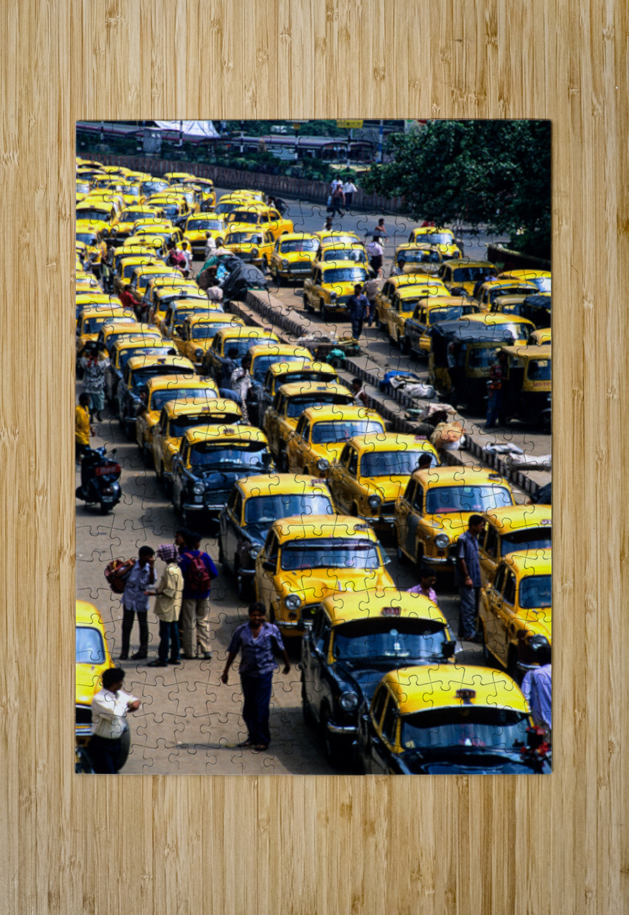Taxi parking in Kolkatas busy streets during daytime Marco Brivio Puzzle printing