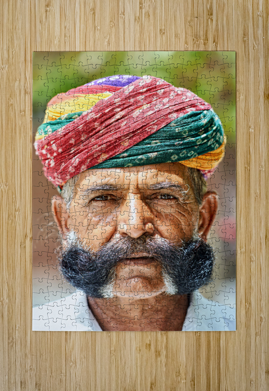 Senior man in colorful turban in Deshnok Rajasthan India Marco Brivio Puzzle printing