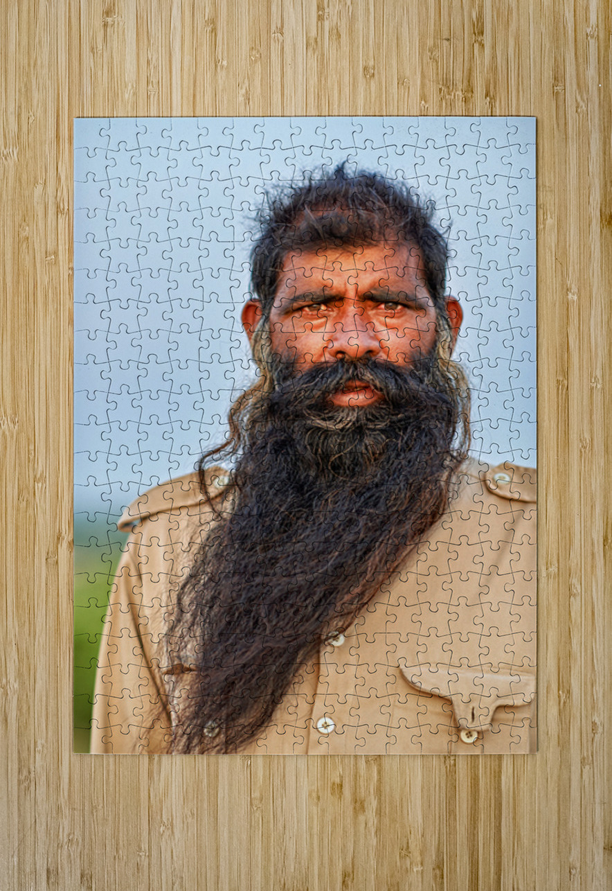 Portrait of a bearded man in Khimsar Rajasthan India Marco Brivio Puzzle printing