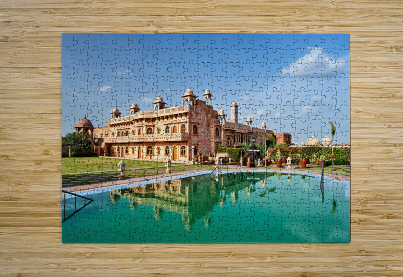 Exploring Khimsar Fort in Rajasthan India with a swimming pool n Marco Brivio Puzzle printing