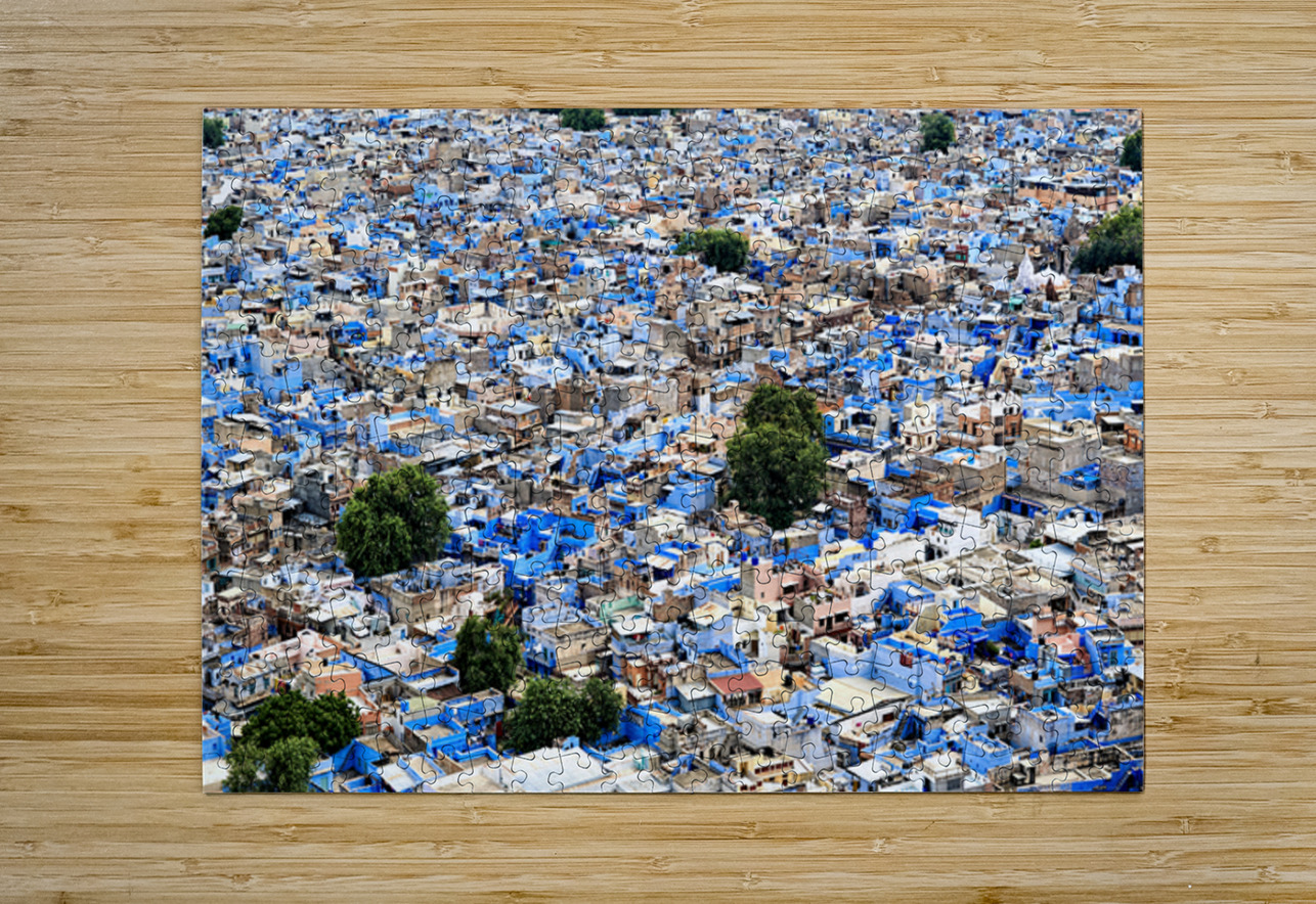 Cityscape view of blue houses in Jodhpur Rajasthan in India Marco Brivio Puzzle printing
