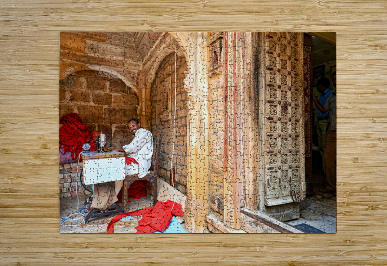 Traditional haveli house in Jaisalmer Rajasthan with tailor wor Marco Brivio Puzzle printing