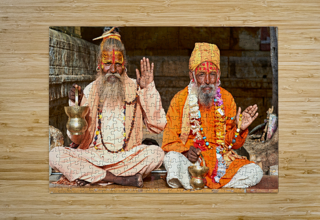 Sadhus sitting in Jaisalmer Rajasthan during a sunny day Marco Brivio Puzzle printing