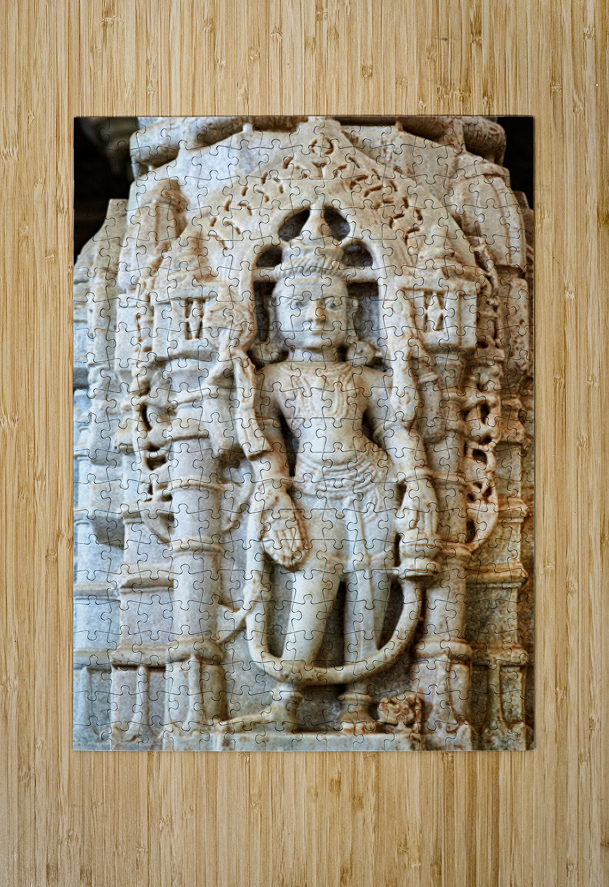 Carved statue inside Jain temples in Ranakpur Rajasthan Marco Brivio Puzzle printing