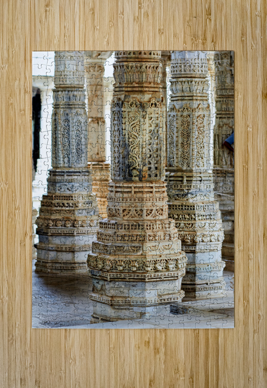Jain old temples with intricate pillars in Ranakpur Rajasthan Marco Brivio Puzzle printing