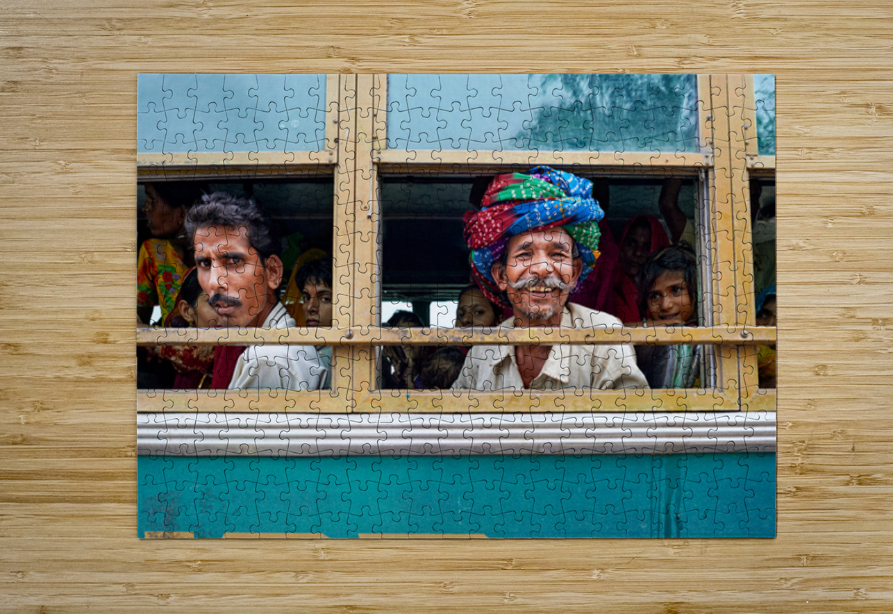 Passengers travel on bus in Udaipur Rajasthan India Marco Brivio Puzzle printing