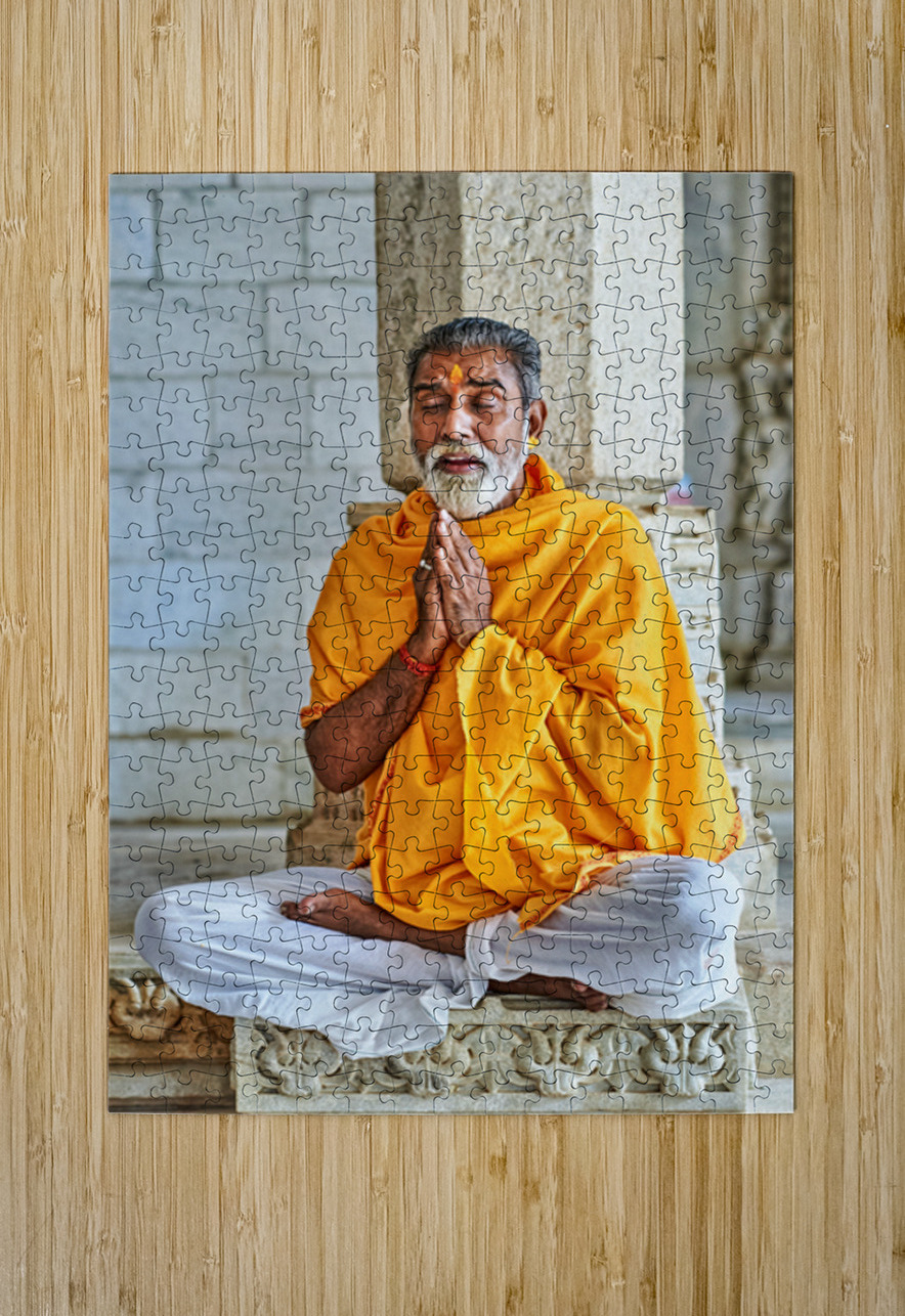 Man prays in Jain temple in Ranakpur Rajasthan during the day Marco Brivio Puzzle printing