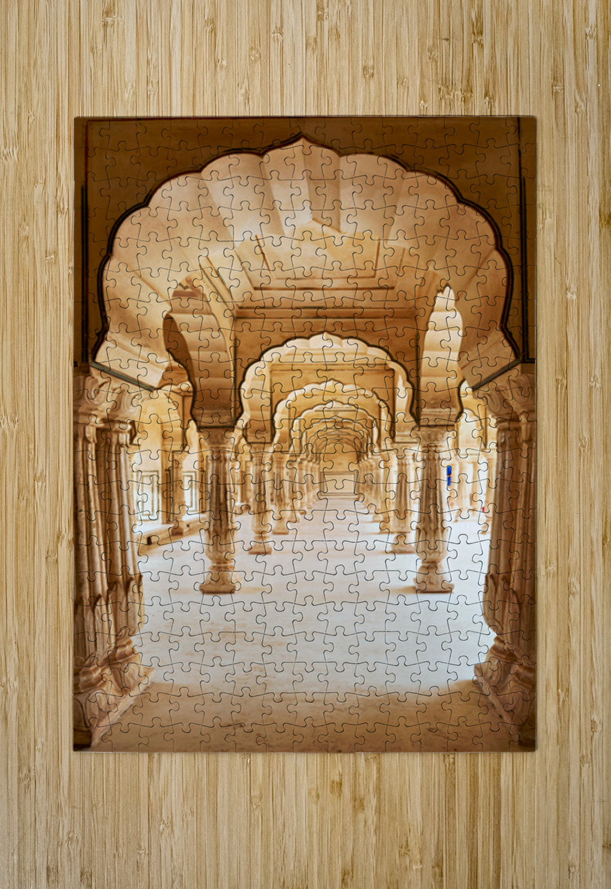 Amber Palace hall with arches and columns in Rajasthan India Marco Brivio Puzzle printing