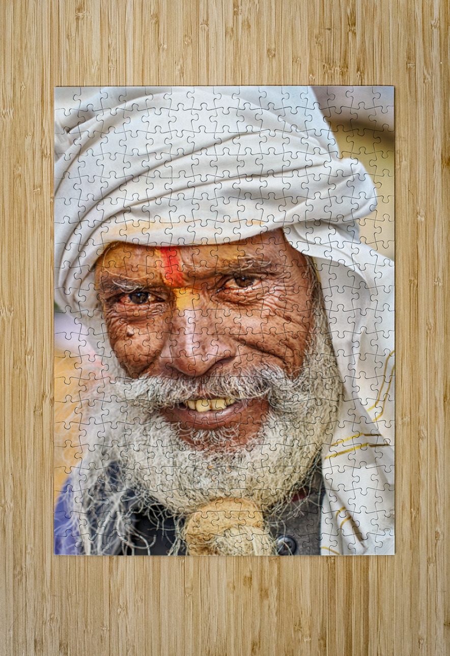 Man with white beard and turban in Orchha Madhya Pradesh India Marco Brivio Puzzle printing