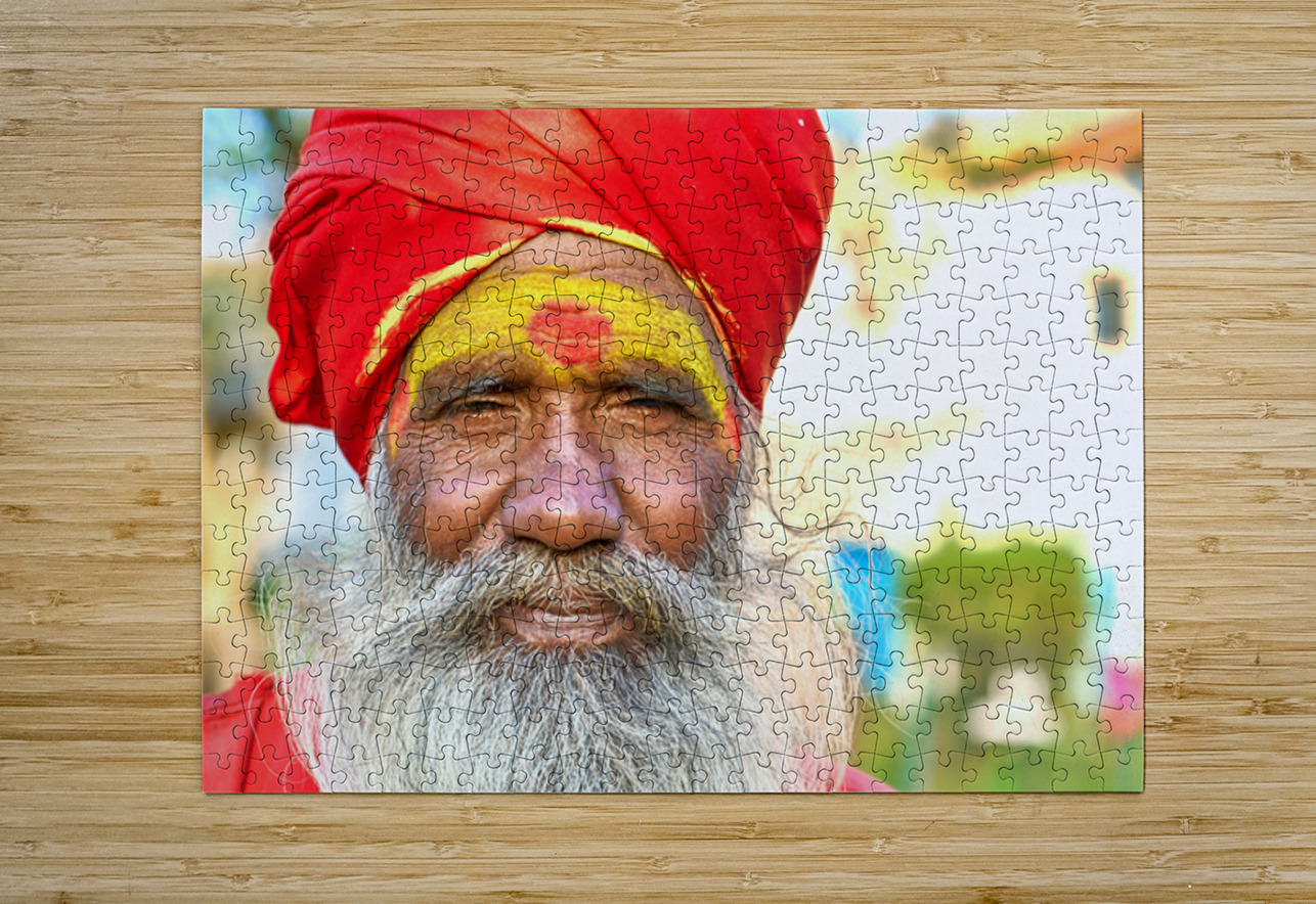 Portrait of holy man sadhu in Orchha Madhya Pradesh India Marco Brivio Puzzle printing