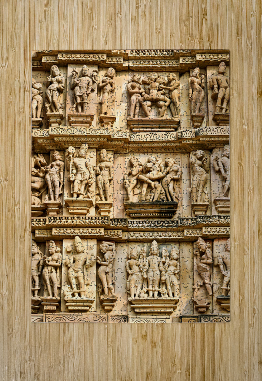 Hindu temples in Khajuraho with erotic carvings and sculptures Marco Brivio Puzzle printing