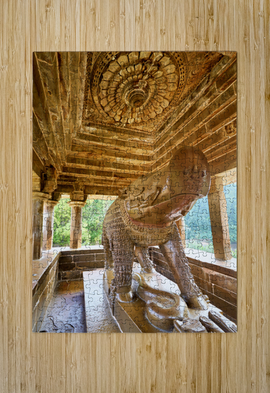 Nandi shrine in Khajuraho Madhya Pradesh shows ancient stone ca Marco Brivio Puzzle printing